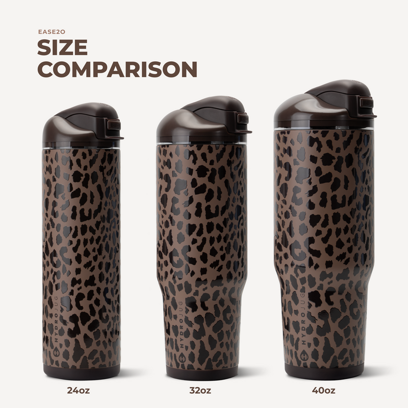 Ease2o 24oz | 2-in-1 Water Bottle with Soft Straw & Chug Spout – Brown Leopard