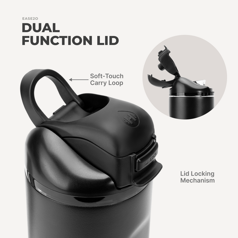 Ease2o 40oz | Dual-Function Water Bottle with Straw & Chug Spout – Black