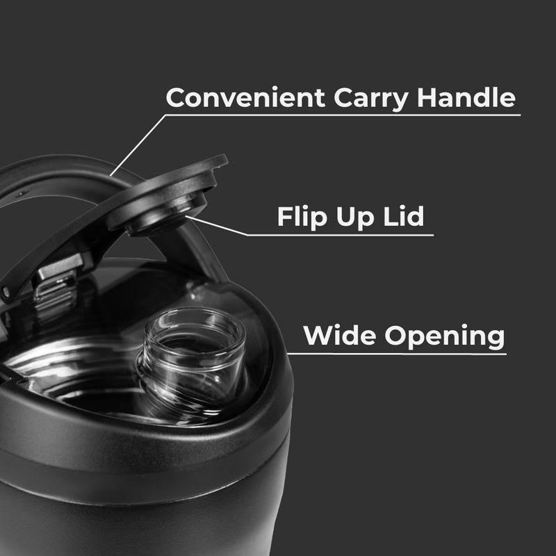 Insulated Shaker 24oz | Stainless Steel Protein Shaker Silent Grate – Black