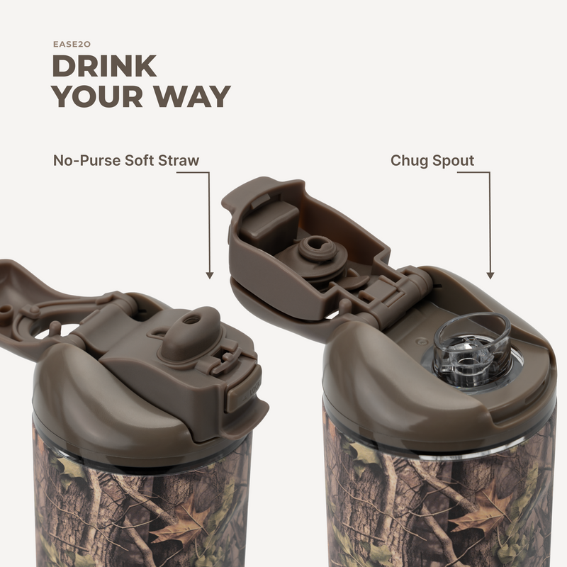 Ease2o 32oz | Compact Water Bottle with Straw & Chug Spout – Woodland