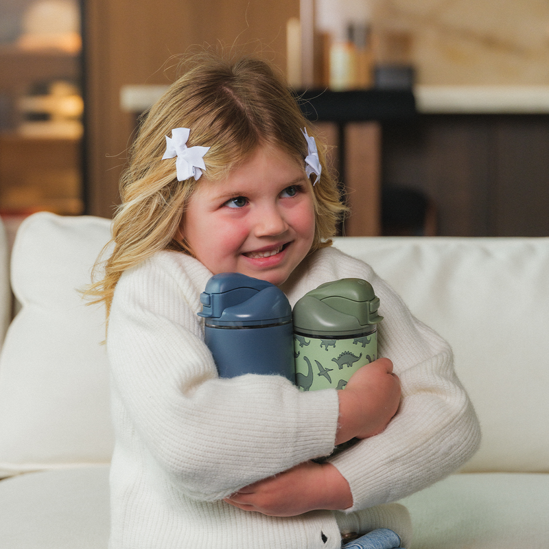 Ease2o 14oz | Leakproof 2-in-1 Kids Water Bottle with Straw & Chug Spout – Dinosaur