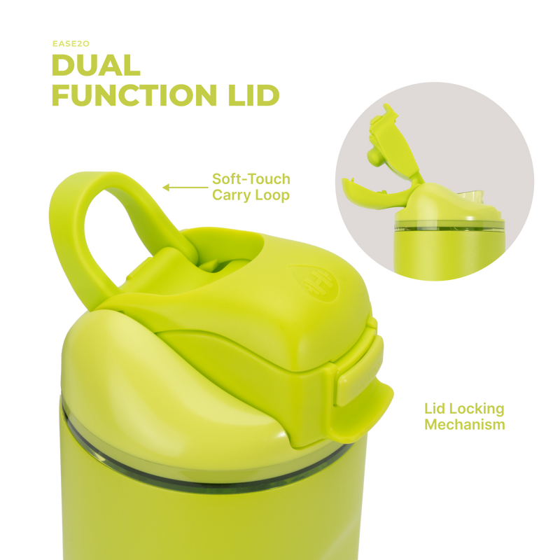 Ease2o 24oz | 2-in-1 Water Bottle with Soft Straw & Chug Spout – Lemon Lime